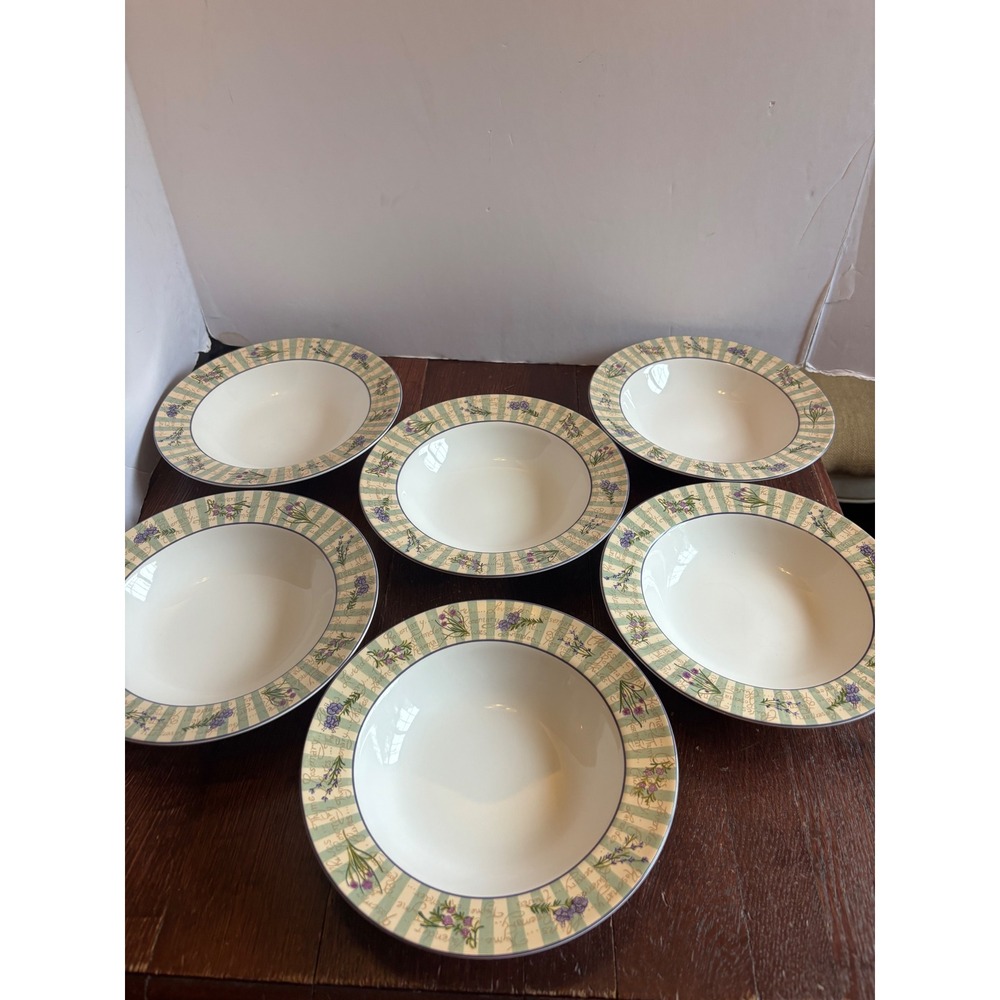 Sakura Tabletrendz Herb Garden Leslie‎ Beck Soup Pasta Bowls Set of 6 Stoneware